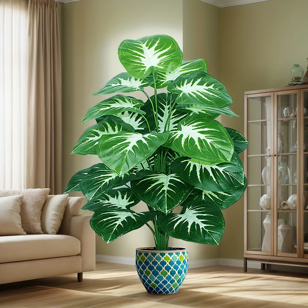 Une plante d'extérieur artificielle avec 18 grandes feuilles, adaptée à la décoration de la maison, décoration d'intérieur de palmier de printemps sans Pots