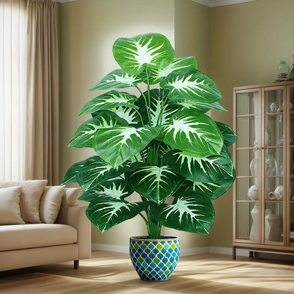 Une plante d'extérieur artificielle avec 18 grandes feuilles, adaptée à la décoration de la maison, décoration d'intérieur de palmier de printemps sans Pots