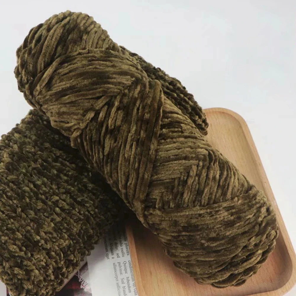 Fil de velours doux en Chenille, mélange de laine tricotée au Crochet, écharpe faite à la main, manteau, couverture et chapeau pour bébé, 95g