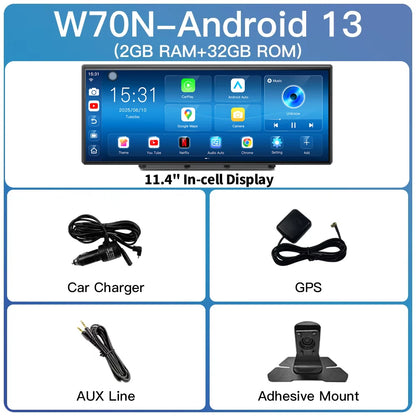 Imagebon W70 11.4 "8 Core Android 14 6 + 128G CarPlay et Android Auto Dash Cam GPS WiFi Google Play Youtube Netflix OTA mise à niveau DVR