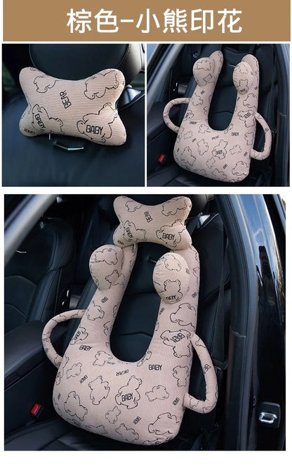 Ceinture de sécurité de voiture pour enfants, dispositif de couchage de voiture haut de gamme, oreiller de siège arrière pour les promenades longue distance, oreiller fixe pour bébé