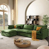 Canapé modulaire sectionnel de 102 pouces - Canapé nuage vert avec ottoman mobile, meubles de salon en forme de L, design moderne personnalisé