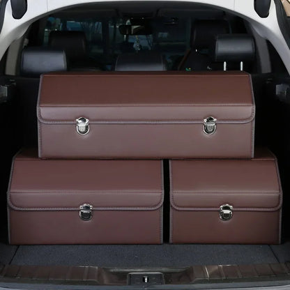 Organisateur de coffre de voiture et rangement Suv, coffre pliable en Faux cuir, multi-compartiments réglable, boîte de rangement d'épicerie automatique