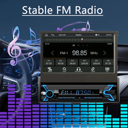 Autoradio à écran tactile simple Din rabattable de 7 pouces avec Apple Carplay et Android Auto, récepteurs Audio de voiture Bluetooth Mirrorlink FM