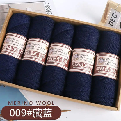 Fil de laine mérinos épais au Crochet à la main, 500 g/ensemble, pour chapeaux, manteaux, pulls, fil de laine mérinos doux pour la peau, gonflé, doux et chaud