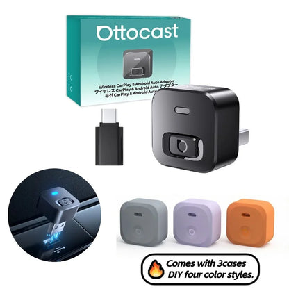 Adaptateur sans fil CarPlay et Android Auto Ottocast Mini Dot Express, WiFi 6, BT 5.4, Plug & Play pour Audi, Toyota, VW, Nouveauté 2026