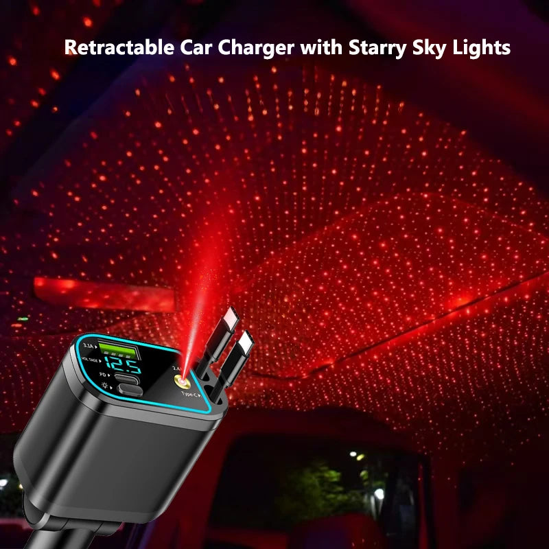 Chargeur de téléphone portable pour un à cinq véhicules, prenant en charge une charge ultra rapide, avec lumière ambiante et ciel étoilé