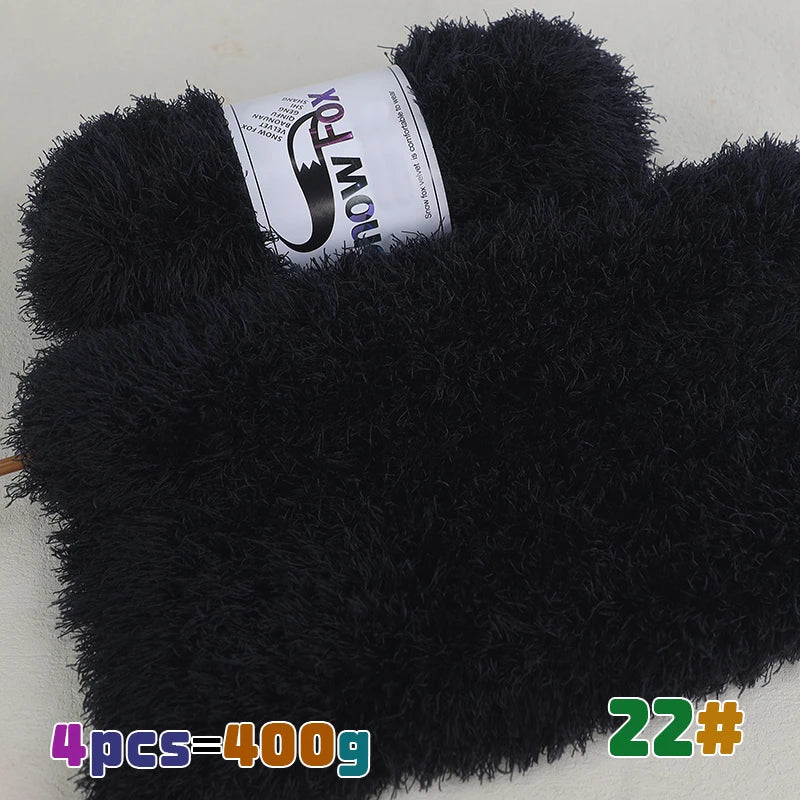Fil de fausse fourrure 400g, fil de plumes, fil de cils, fil épais pour tricoter à la main, adapté au tricot de grands manteaux, pyjamas, foulards, chapeaux, châles, gilets