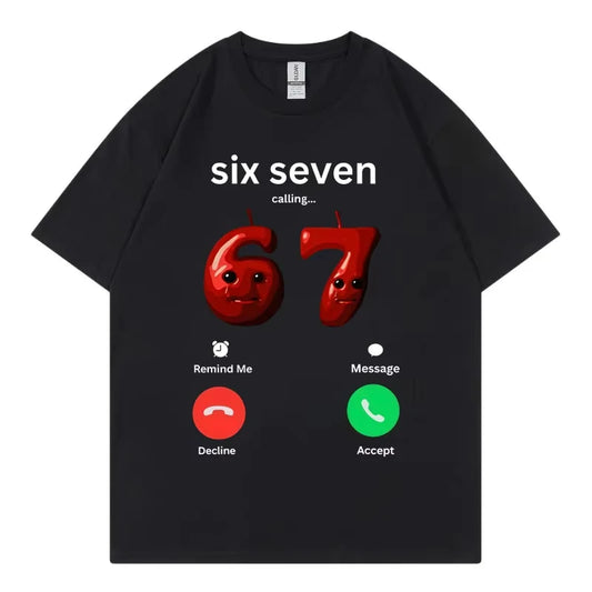 67 appelle drôle Meme T-shirt hommes femmes haute qualité mode surdimensionné T-shirts été décontracté coton à manches courtes T-shirts