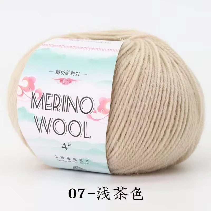 Rouleau de fil de laine mérinos pour bébé, 50 g/rouleau, 130 M/rouleau, bricolage tricoté à la main, écharpe au Crochet, vêtements, chapeaux