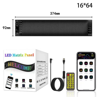 Écran LED Flexible pour Voiture pour Camion Yeux Panneau Pixel Matrice LED RGB Panneau d'Affichage pour Voiture Animation Télécommande Affichage Flexible Lumière USB 5V Prend en Charge le Français/Espagnol/Portugais