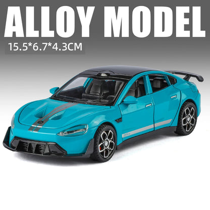 Modèle de voiture de sport en alliage SU7 Ultra BYD Yangwang U9, jouet moulé sous pression, roue arrière, traction avec son et lumière, véhicule de collection, loisirs, 1:32