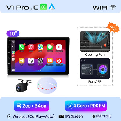 Junsun 7 9 10 pouces Radio universelle Carplay Android Auto autoradio lecteur multimédia systèmes intelligents pour Ford Peugeot Fiat