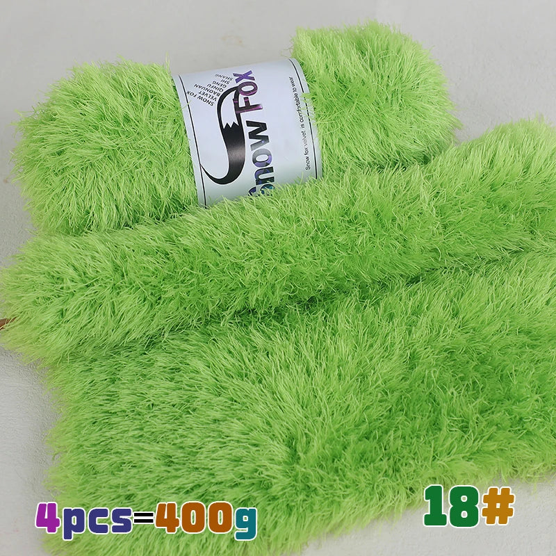 Fil de fausse fourrure 400g, fil de plumes, fil de cils, fil épais pour tricoter à la main, adapté au tricot de grands manteaux, pyjamas, foulards, chapeaux, châles, gilets