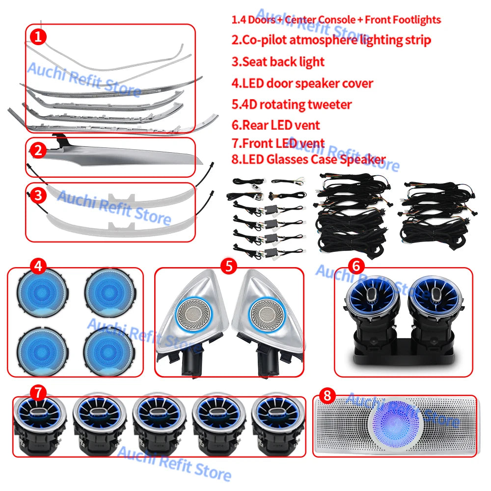 Lumières d'ambiance LED 3/64 couleurs, pour Mercedes Benz W205 X253 classe C GLC coupé C43 C63s, Instrument intérieur, lampe décorative, rénovation