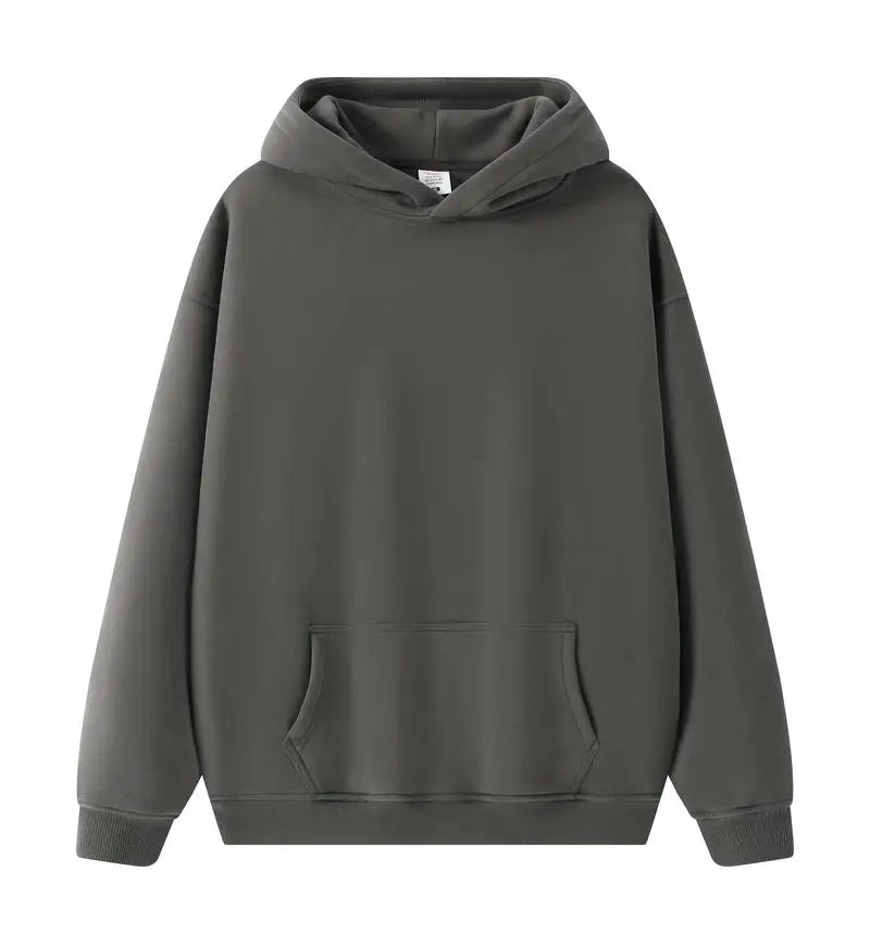 Bricolage LOGO personnalisé Image 17 + couleurs 400GSM chaud hommes surdimensionné goutte épaule sweats à capuche couleur unie mâle hiver avec sweat à capuche en polaire