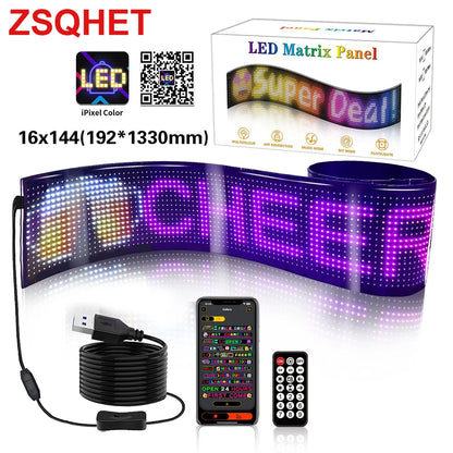 Écran LED Flexible pour Voiture pour Camion Yeux Panneau Pixel Matrice LED RGB Panneau d'Affichage pour Voiture Animation Télécommande Affichage Flexible Lumière USB 5V Prend en Charge le Français/Espagnol/Portugais
