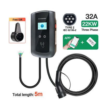 Chiefleed 22KW 32A Type 3 phases chargeur EV Portable Wi-Fi APP contrôle EVSE boîte de charge Station de charge pour chargeur de voiture électrique