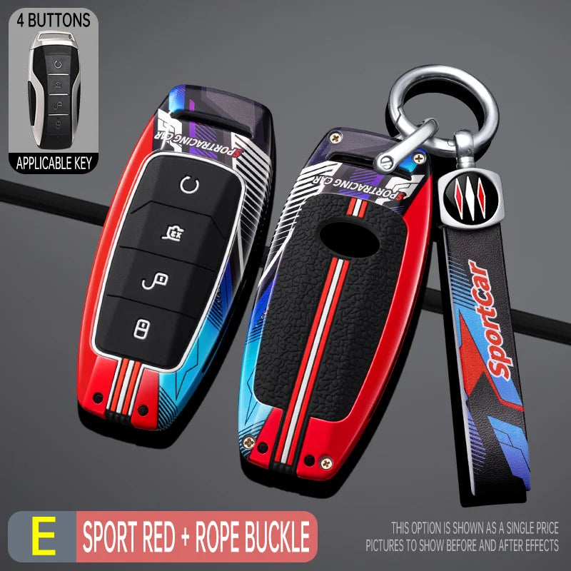 Étui pour clé de voiture en métal, Style course à 4 boutons, housse Fob pour BYD Song Plus Atto 3 Han EV Tang DM Qin Seal Dolphin