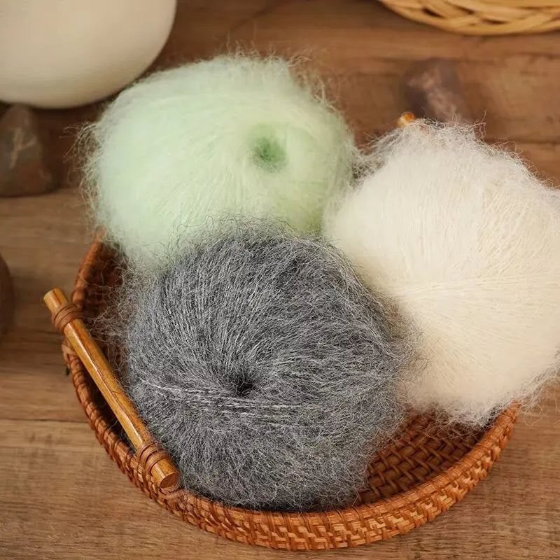 Fil de Mohair d'alpaga coloré à cheveux longs de 300 g, matériel de bricolage fait à la main, aiguilles à tricoter, pull pour femme, manteau, boule de fil de châle, 1 pièce = 6 pièces = 300 grammes