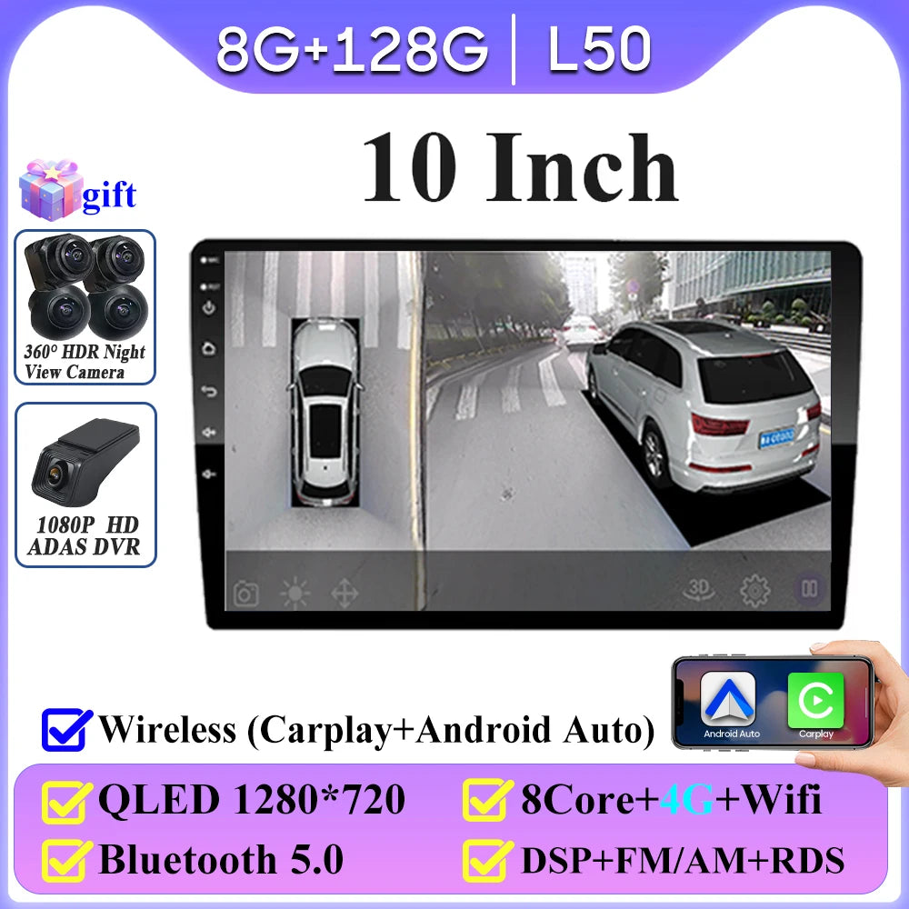 Android 16 universel 9/10 pouces autoradio CarPlay autoradio Android Auto GPS lecteur multimédia 2 DIN WiFi lecteur QLED écran BT