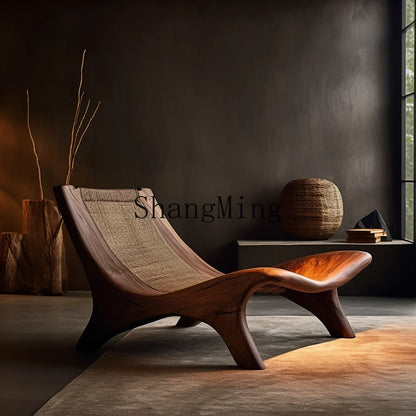 ZYH wabi-sabi vent rondin rangée droite canapé chaise petit appartement rond paresseux vent chaise de loisirs
