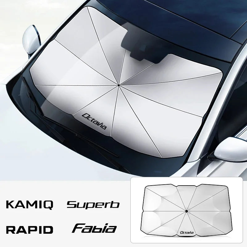 Pare-soleil de pare-brise de voiture, pare-soleil avant intérieur de voiture pour Skoda Octavia Fabia Rapid Superb Kodiaq Scala Karoq Citigo Kamiq Enyaq