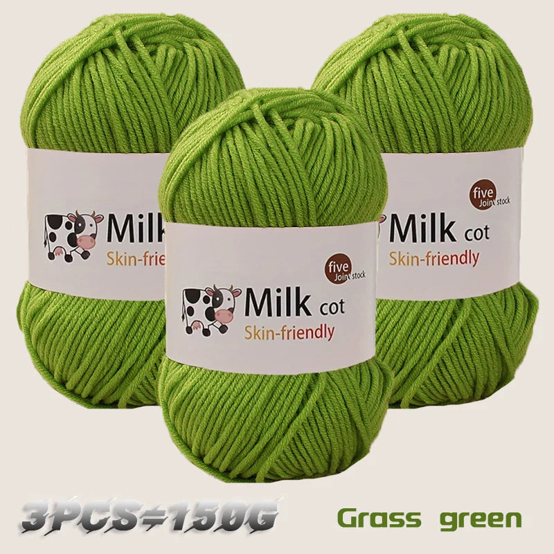 Boule de fil de lait faite à la main, aldéhyde moyen, fil de tissage bricolage, pulls à tricoter, chapeaux, écharpes et autres vêtements, 150g