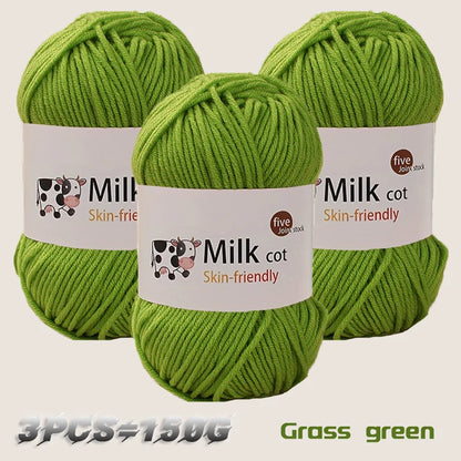 Boule de fil de lait faite à la main, aldéhyde moyen, fil de tissage bricolage, pulls à tricoter, chapeaux, écharpes et autres vêtements, 150g