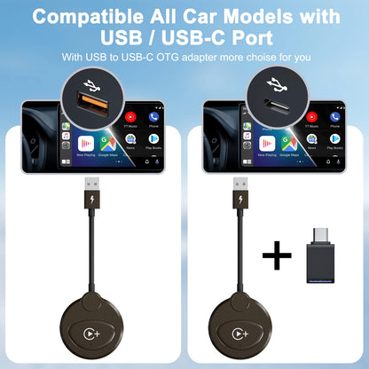 Adaptateur sans fil Carplay avec Youtube/Netflix/Tiktok, Dongle USB Carplay sans fil pour Carplay filaire en usine vers sans fil