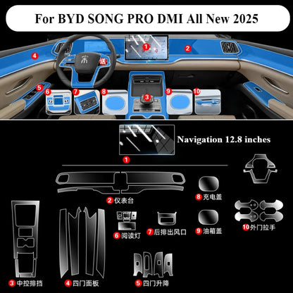 Film de Protection PPF pour BYD SONG PRO DMI 2025 2026, accessoires d'intérieur transparent en TPU, panneau d'équipement de Navigation GPS, Console centrale