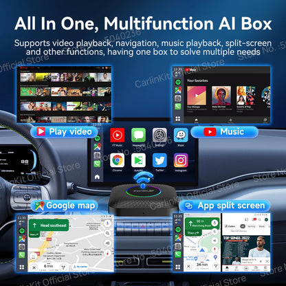 2026 NOUVEAU CarlinKit CarPlay Ai Box Qualcomm QCM6125 SM6225 CPU 8 cœurs Android 13 Carplay sans fil Android auto GPS 4G LTE pour voiture CarPlay filaire