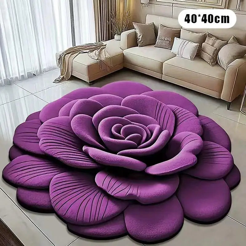 Nouveau tapis de sol en forme de pivoine, doux et durable, 40x40cm, antidérapant et absorbant pour salle de bain