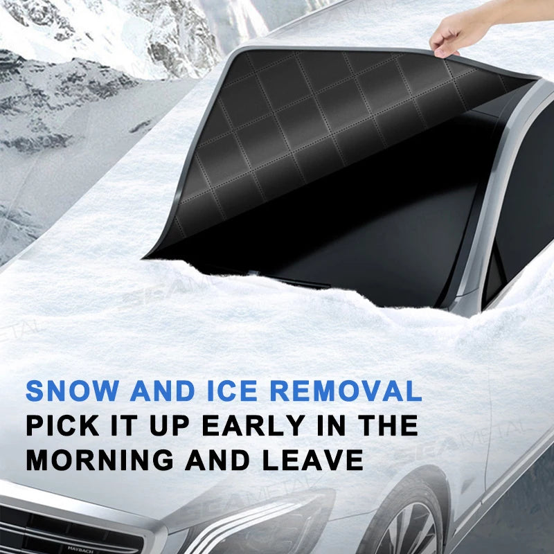 BLALION – couverture de neige pour pare-brise de voiture, Anti-gel, pour fenêtre avant magnétique, pare-soleil épais