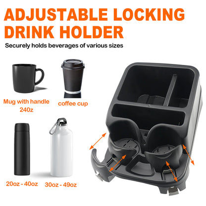 Boîte de rangement pour accoudoir de console de voiture, organisateur de compartiment de siège de voiture avec 2 porte-gobelets réglables pour camions, pour le rangement et l'organisation