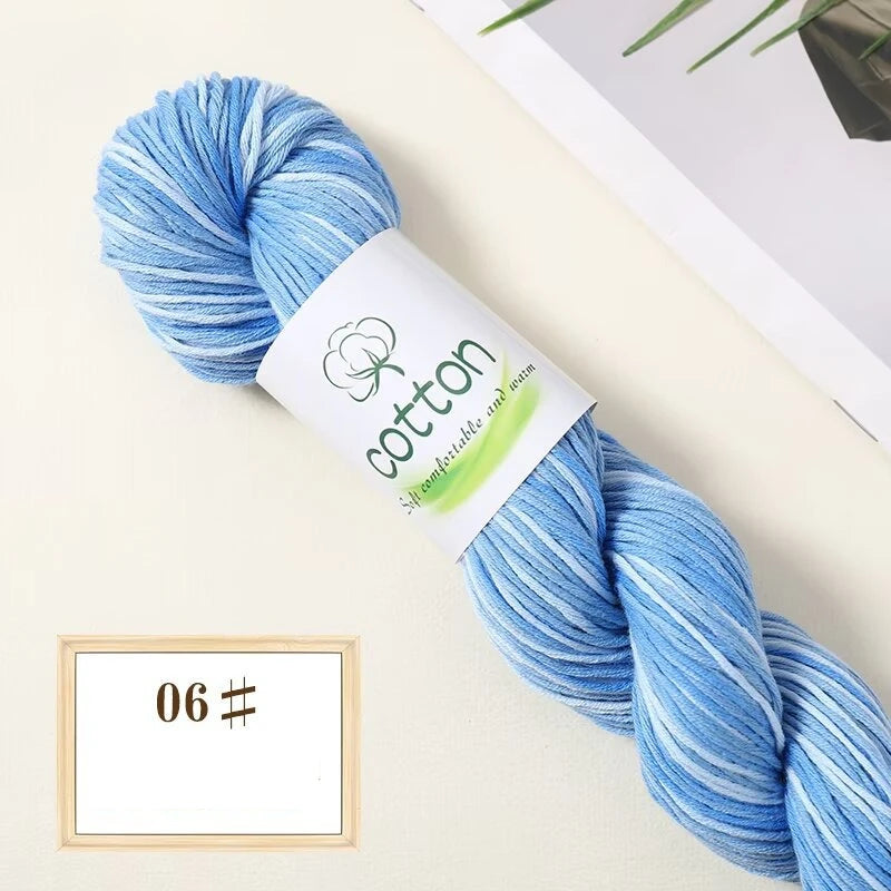 Fil dégradé 100% coton teint à la main 2mm 50g pour tricot, crochet, écharpe et pull DIY