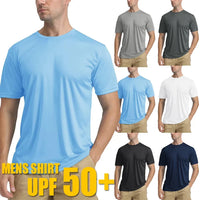T-Shirt à manches courtes et col rond pour hommes, Protection solaire UPF 50+, séchage rapide, décontracté, respirant, pour l'extérieur, usage quotidien