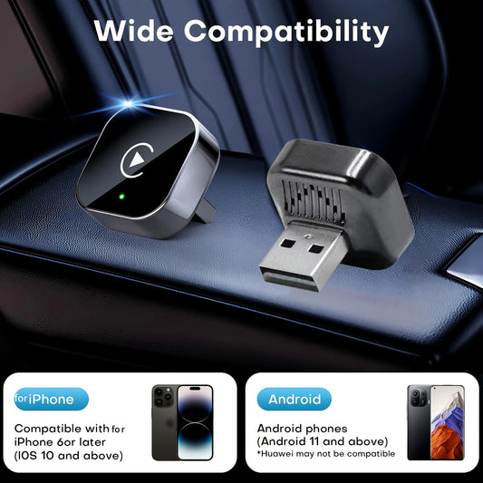 Adaptateur CarPlay sans fil 2 en 1 et adaptateur sans fil Android Auto, WiFi 5Ghz type-c/USB Plug Play CarPlay sans fil, 2026
