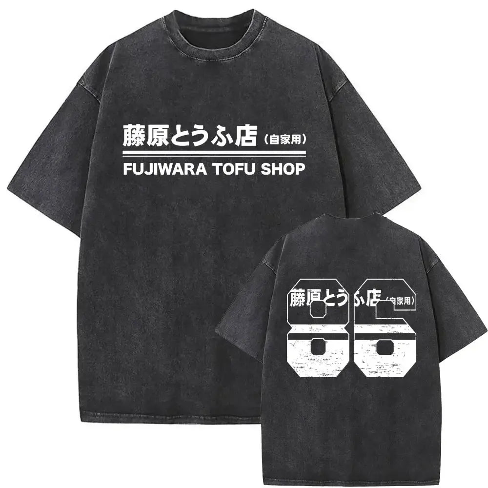Anime Initial D Drift AE86 lavé Vintage imprimé T-shirt RX-7 R34 horizon GTR JDM T-shirts hommes Harajuku confortable surdimensionné T-shirts