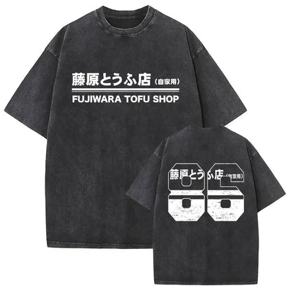 Anime Initial D Drift AE86 lavé Vintage imprimé T-shirt RX-7 R34 horizon GTR JDM T-shirts hommes Harajuku confortable surdimensionné T-shirts