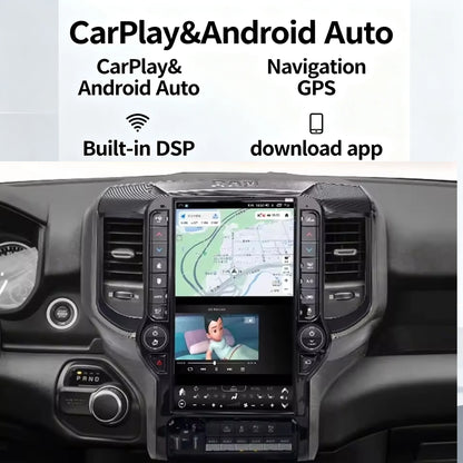 Autoradio lecteur multimédia Android pour Dodge Ram 1500 2500 3500 2019 - 2023 1Din Bluetooth écran Audio DSP stéréo
