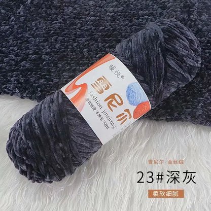 Fil de Velours en Polyester Mélangé de Coton Chenille, Crochet Ogo Doux pour Bébé, Fil Optique pour Écharpe, Bricolage Fait à la Main, 100 g/Rouleau