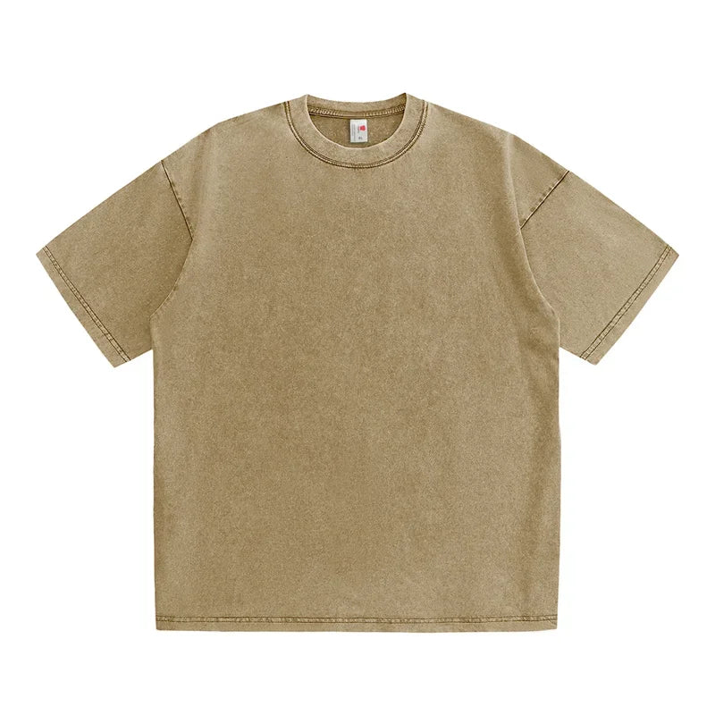 230G coton américain grande taille t-shirts hommes été Vintage vêtements lavé t-shirts décontracté à manches courtes basique hommes hauts