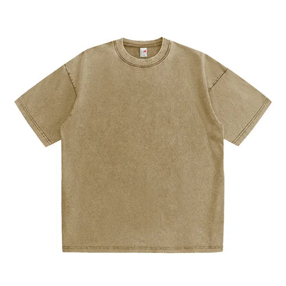 230G coton américain grande taille t-shirts hommes été Vintage vêtements lavé t-shirts décontracté à manches courtes basique hommes hauts