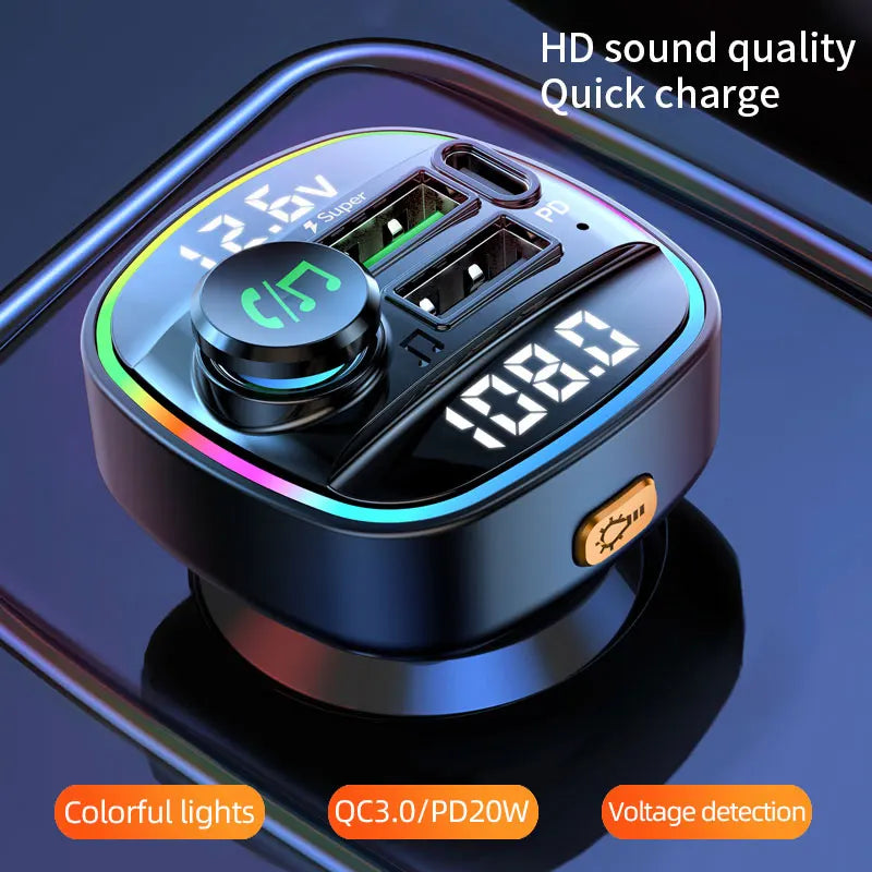 Transmetteur FM Bluetooth 5.0, modulateur d'autoradio mains libres, lecteur MP3 avec adaptateur de Charge USB Super rapide 22.5W pour voiture