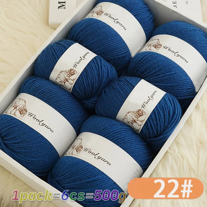 Fil de laine moyen de couleur Pure, 500g, à la mode, Simple, chaud, fait à la main, adapté aux écharpes à tricoter, pulls, gants, chapeaux