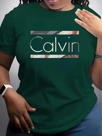 Offre spéciale femmes mode d'été décontracté Calvin lettre motif imprimé col rond manches courtes vêtements de sport T-shirt y2k vêtements