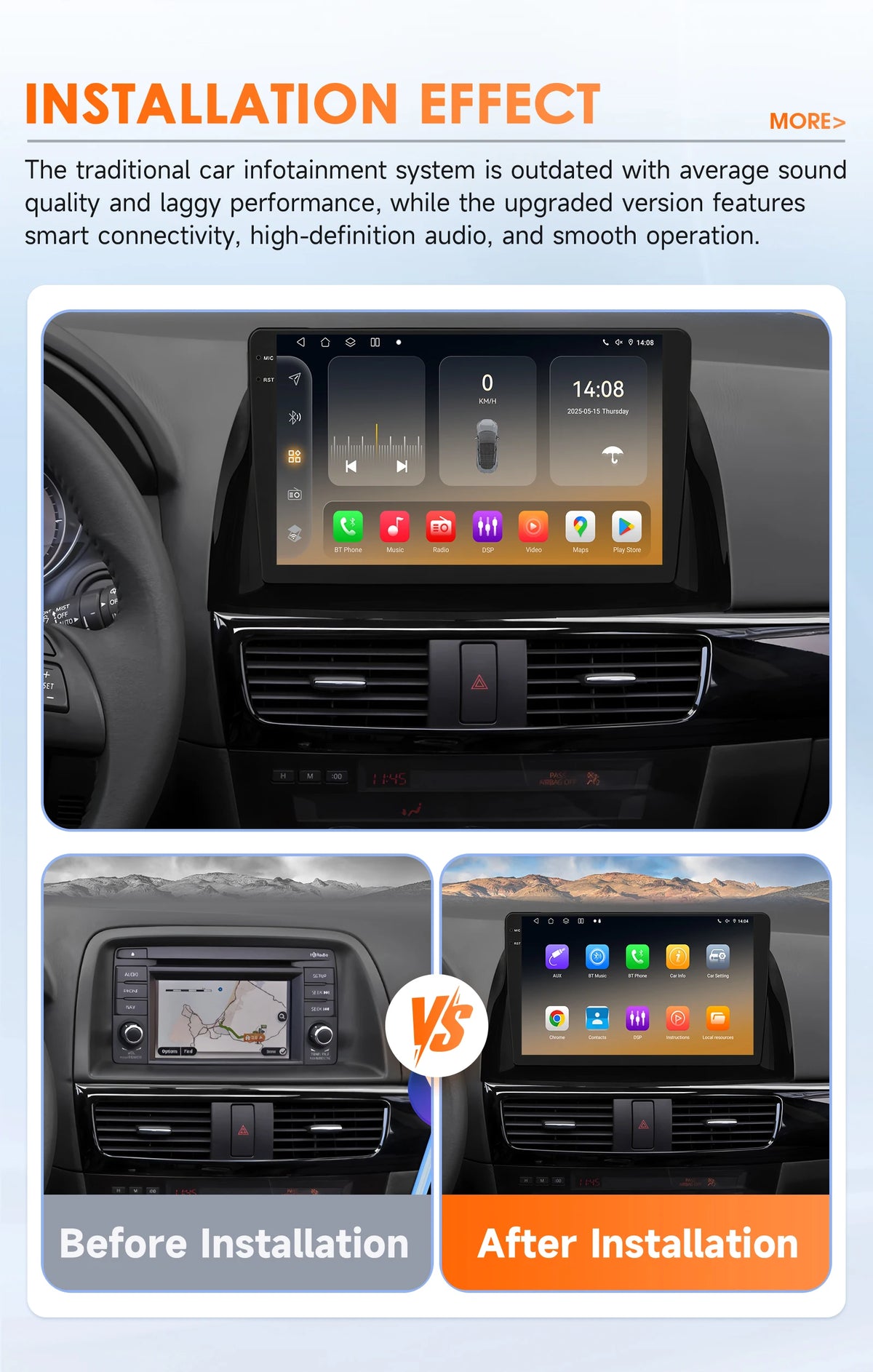 Snapdragon 8Core Android 14 autoradio pour Mazda CX5 CX-5 2012-2015 lecteur multimédia 6115 360 Cam Autoaradio Carpay Android Auto