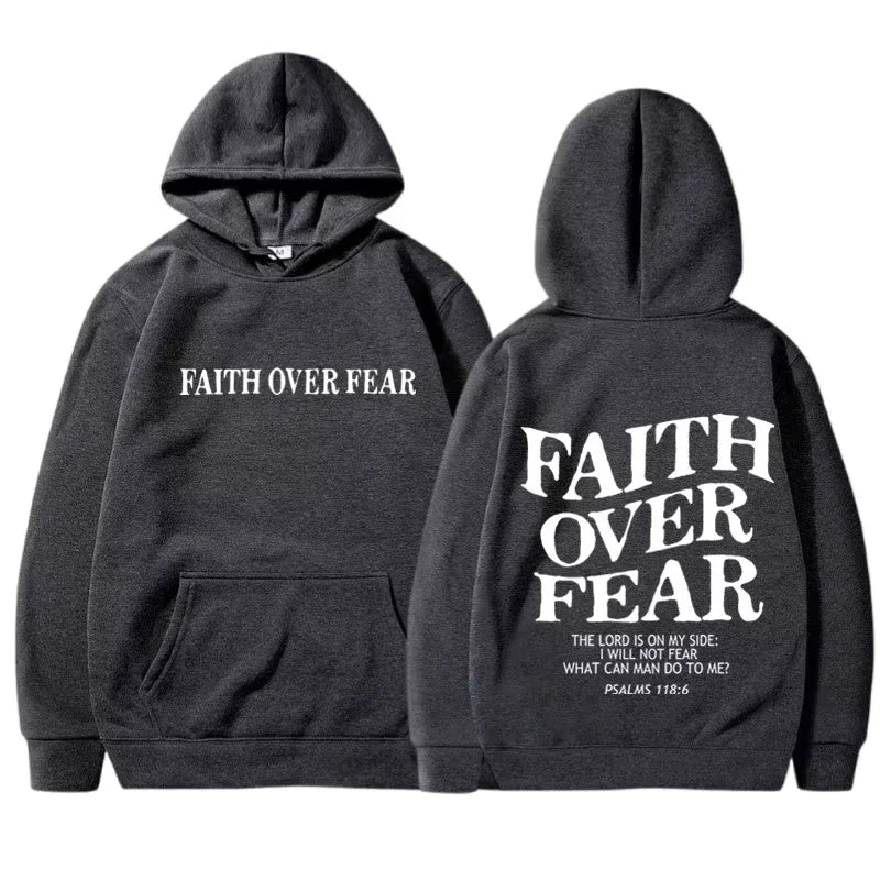 FAITH OVER FEAR sweat à capuche imprimé pour hommes femmes décontracté à manches longues sweats à capuche Hip Hop Harajuku sweat à capuche Y2k hommes hauts à capuche