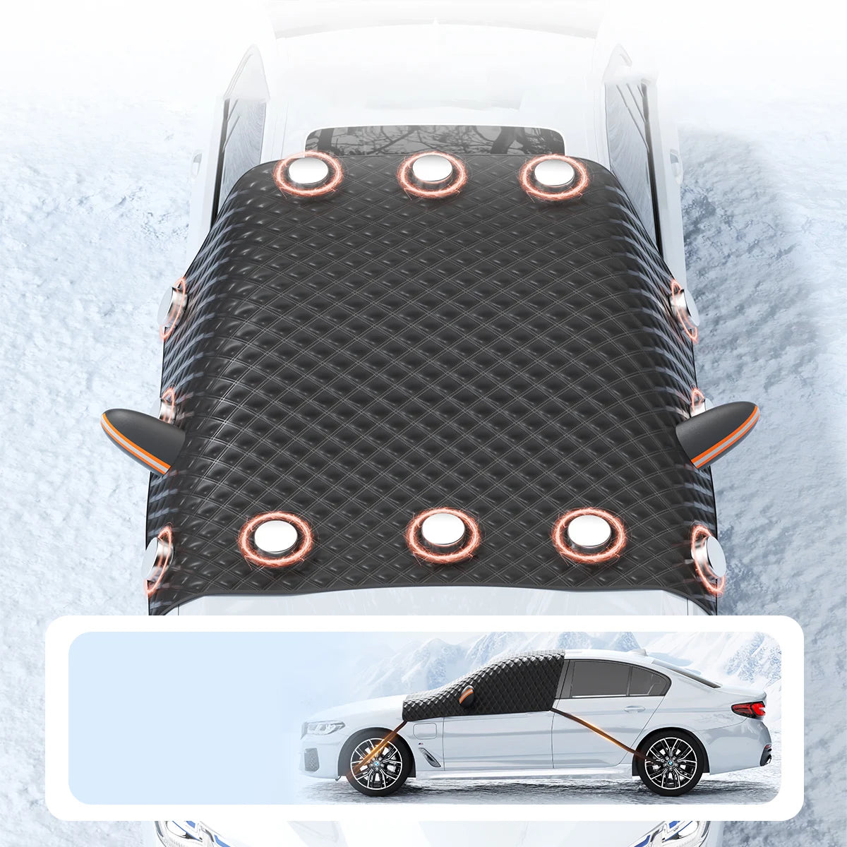 Couverture de pare-brise de voiture, bouclier de neige imperméable, auvent d'extérieur d'hiver, demi-couvercle de protection, pare-soleil de fenêtre avant externe
